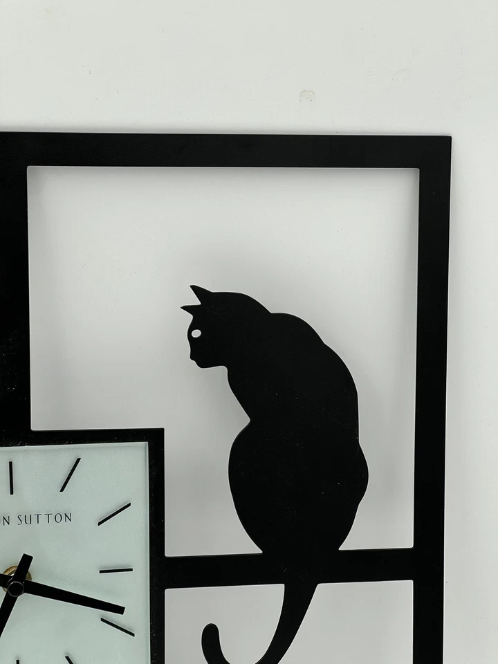 Ashton Sutton Reloj de Pared Gato Negro Pájaro Ratón Halloween Cuadrado Correr Silencioso Foto 3 de 4