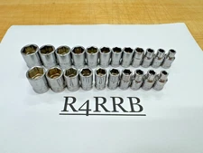 Snap-on Tools USA NEW 22pc 1/4" Drive SAE and Metric Shallow FDX Socket Lot Set