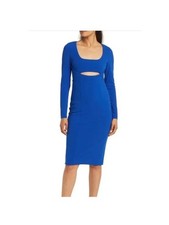 RACHEL RACHEL ROY Womens Blue Lined Long Sleeve Midi Party Sheath Dress L