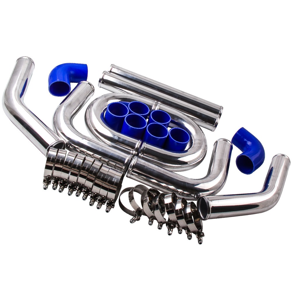 2.5"" 64mm UNIVERSAL Blue 8 PIECE ALLOY ALUMINIUM TURBO INTERCOOLER Piping  Kit