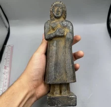 SCARCE ANCIENT NEAR EASTERN STONE ROBED WORSHIPPER STATUETTE CA 3000BCE
