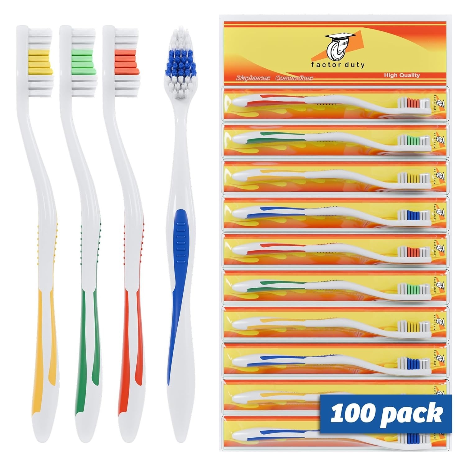 Travel-Ready 100-Pack Medium Soft Toothbrushes - Perfect for Active Lifestyles