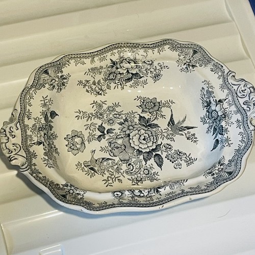 Wedgewood Serving Dish Asiatic Pheasant Blue Grey Tureen Base Antique Vtg - Picture 2 of 18