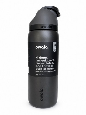 Owala FreeSip 32 oz Stainless Steel Water Bottle Nailed It Dark Gray New