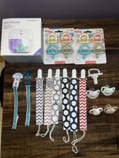 Baby Lot of Pacifiers Clips Sterilizer Nuby Tommie Tippee Nuk Dr. Browns