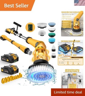 Electric Spin Scrubber Extra Large Brush Q3,6000 mAh Best Battery Power Scrub