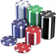 Poker Chips Set 100PCS – 11.5G Iron Core Casino Grade Chips with Numbered Denomi