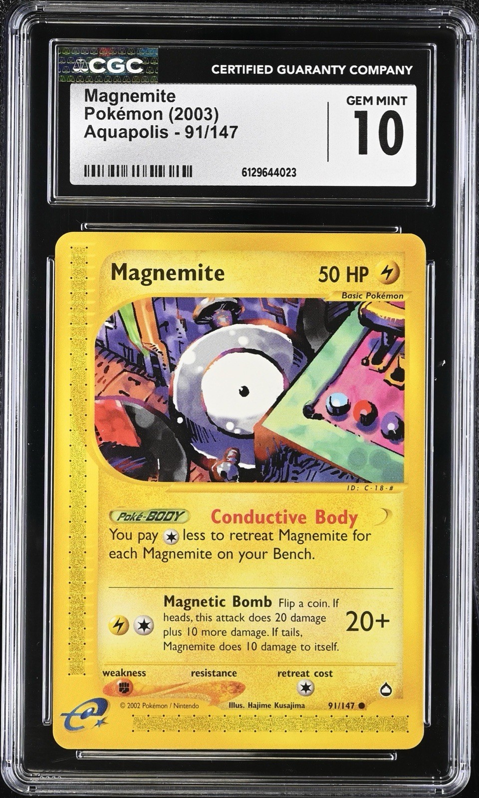CGC 10 GEM MINT Magnemite 91/147 Aquapolis Vintage WOTC 2003 Pokemon