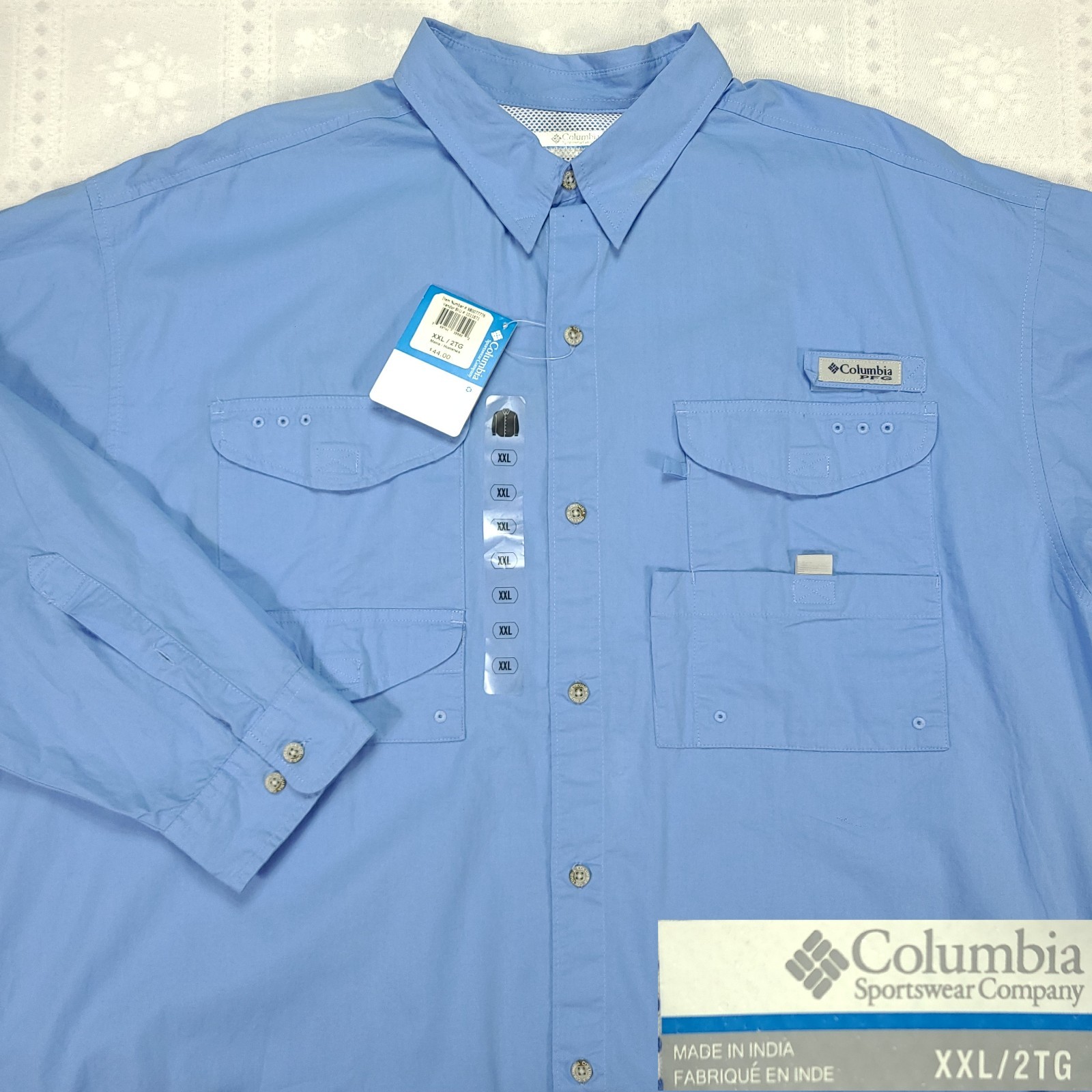 Columbia PFG Mens Long Sleeve Fishing Shirt Size 2XL XXL Blue NEW NWT Read! #N60