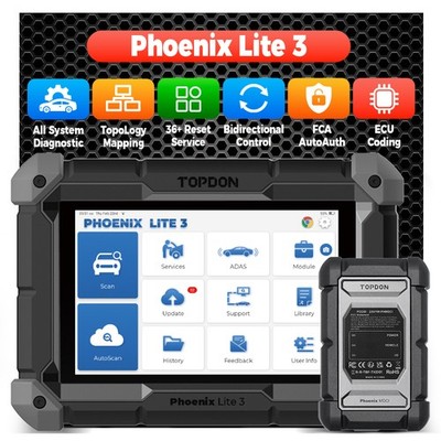 TOPDON Phoenix Lite 3 Scanner Topology Mapping All System ECU Coding 35+ Reset