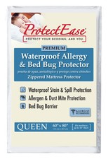 ProtectEase Premium Waterproof Dust Mite and Bed Bug Zippered Mattress Protector