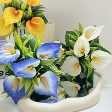 Artificial Calla Lily Flower Arrangement in Decorative Fence Pot 9x9x17cm