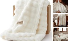 3D Bubble Blanket for Couch - GentleSoft White Throw Blanket for Sofa Bed