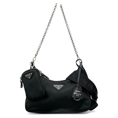Prada ReEdition 2005 Nylon Shoulder Bag Black 1BH204 Women