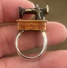 Vintage Unique Sewing Machine Ring Size 7.5” With 925 Sterling Band Wow