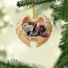 Personalized Sleeping German Shorthaired Pointer GSP Dog Angel Wings Ornament