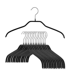 Mawa, 41F Silhouette Steel Anti-Slip Clothing Hanger, Set of 15, Black