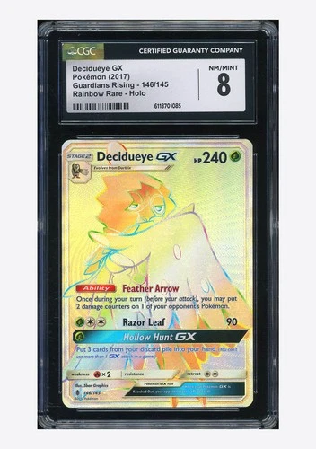 Pokemon CGC 8 Decidueye GX Secret Rare 2017 146/145 Guardians Rising English