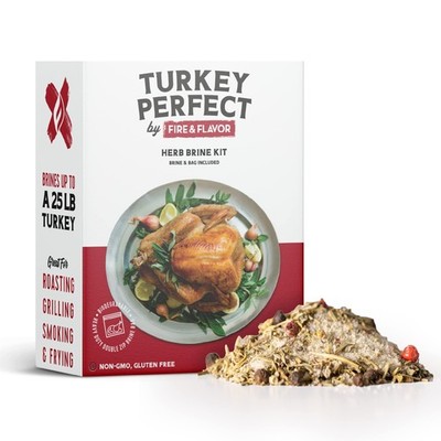 Fire & Flavor Turkey Brine Kit - Seasonings and Bag for Roasting, Grilling, Smok