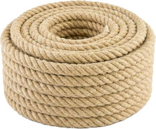 Jute Rope 1-1/4" X 50FT, 4 Ply 2500LB Breaking Strength Heavy Duty Natural Jute