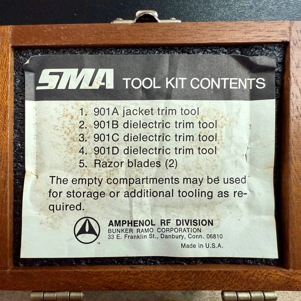 Kit de herramientas Amphenol RF Division SMA 901-2500 equipo de prueba vintage Foto 4 de 4
