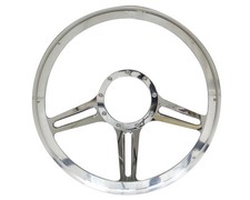 Billet Specialties Steering Wheel 14 In Dia 2 In Dish 3-spoke Speedway Alum Each Billet Specialties Steering Wheel 14 In Dia 2 In Dish 3-spoke Speedway Alum Each