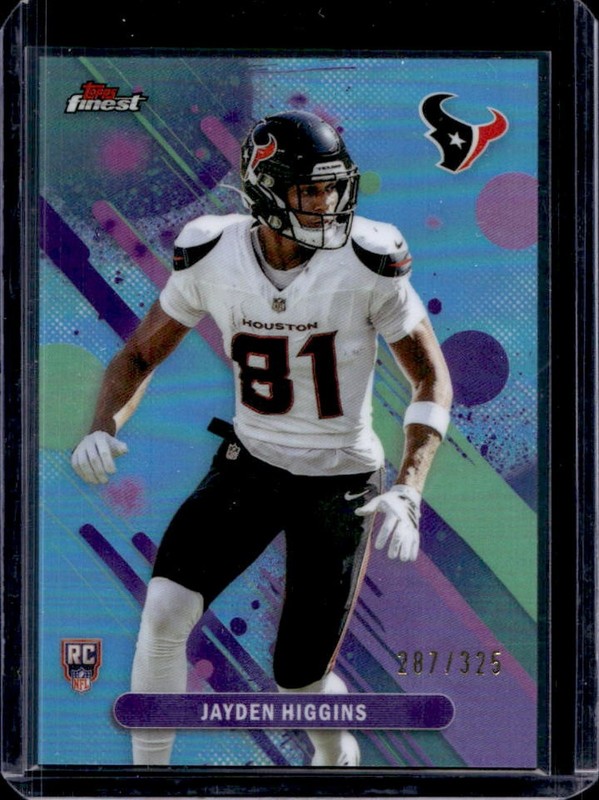 2025 Topps Finest Jayden Higgins RC Sky Blue Refractor Rookie #/325 Texans