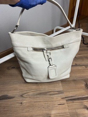PRADA Winter White Taino Doe Skin Leather Hobo Shoulder Bag