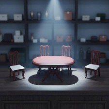1:12 Dollhouse Table and Chairs Wood Finish 1:12 Scale Dining Table