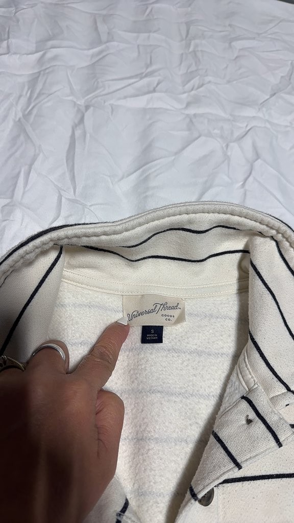 Universal Thread Striped Button-Up Sweatshirt- Sm… - image 1