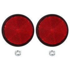 2 x Round Rear Reflector Reflective Warning Reflector with M6 Screw Red