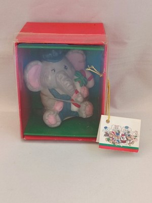 Polpourri Press 1988 Elephant Christmas Ornament in box with tag