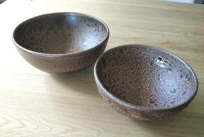 Silberdistel Fayencen Vintage Keramik 2 Schalen 18 + 15 cm Durchmesser handmade