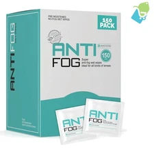 150 Count Anti-Fog Wipes for Eyeglasses, Goggles & Binoculars – Streak-Free Care