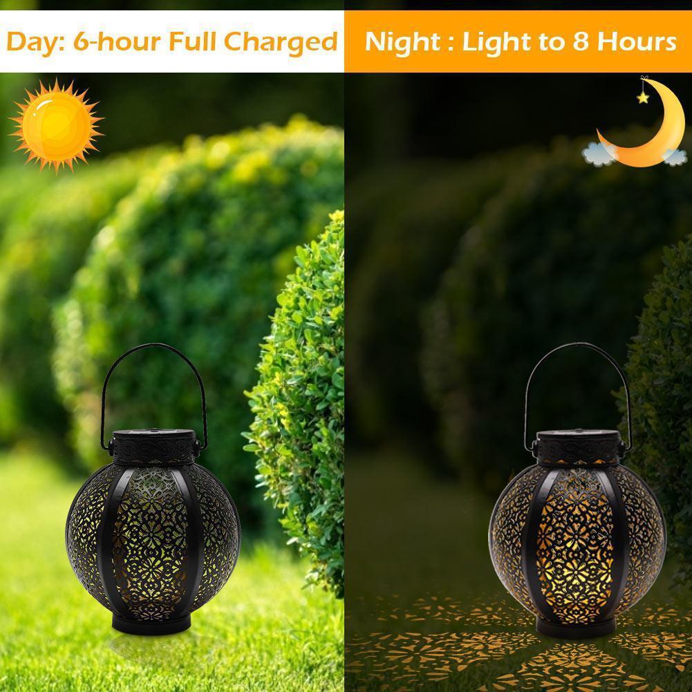 Hollowed Solar Lantern Wrought Iron Garden Decorative Lights for