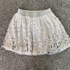 Girls Cat  Jack White Silver Sequin Skirt M 7/8