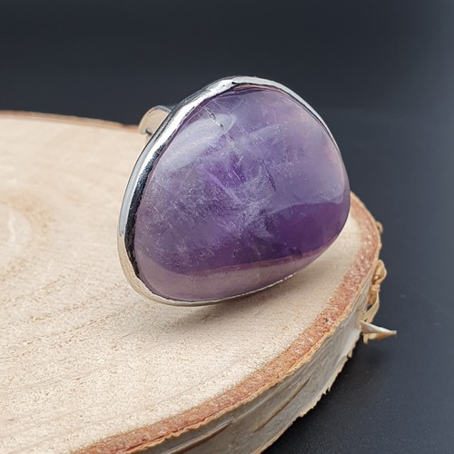 Ring Large Gemstone Asymmetrical Crystal Boho Chakra Silver Plated Adjustable - Picture 11 of 72