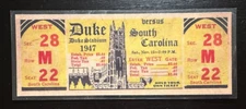 Duke vs South Carolina Gamecocks 11/15/1947 college football REPLICA ticket