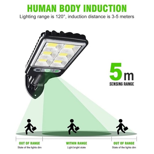LED Solar Light Motion Sensor 3 Modes Flood Lamp Outdoor Street Wall Yard Garden - 第 5/10 張圖片