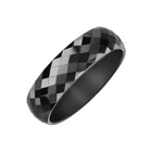 Wedding Band Wedding Woman Pure Black Ceramic Domed Facets 6mm TC05