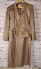 Vtg Adriana Papell 2-piece Beaded Embroidered Silk Suit Long Skirt Blush Sz 12