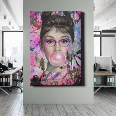 ✅WANDBILD LEINWAND,  ACRYLGLAS AUDREY HEPBURN POP ART BILD GIRL WANDDEKO PREMIUM - Bild 1 von 4