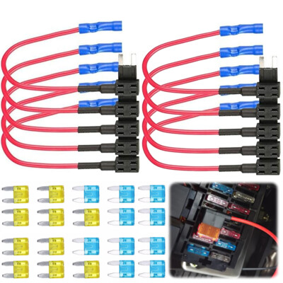 30PCS Fuse Tap Adapter Kit 12V 15 Amp 20Amp Car Add-a-circuit Mini ATM APM Blade