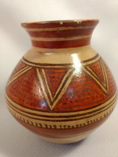 Vtg 5.5" Southwestern Style Ceramic Storage Pot Polychrom Colors Handmade