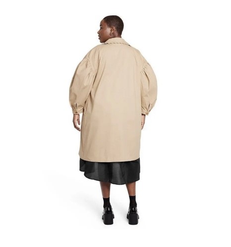 Kika Vargas Target Women's Sz 3X Scallop Edge Trench Coat Tan Button Front NWT - Picture 2 of 14