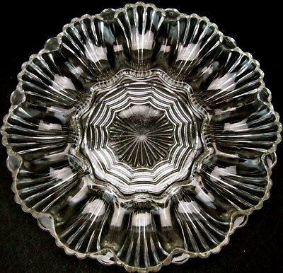 Anchor Hocking Deviled Egg Tray Clear Glass Scalloped Starburst