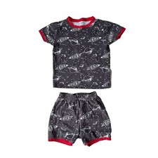 Pekkle Boys Pyjama Set Shirt  Shorts Planet Spaceship  Sz 7-8 Yrs 