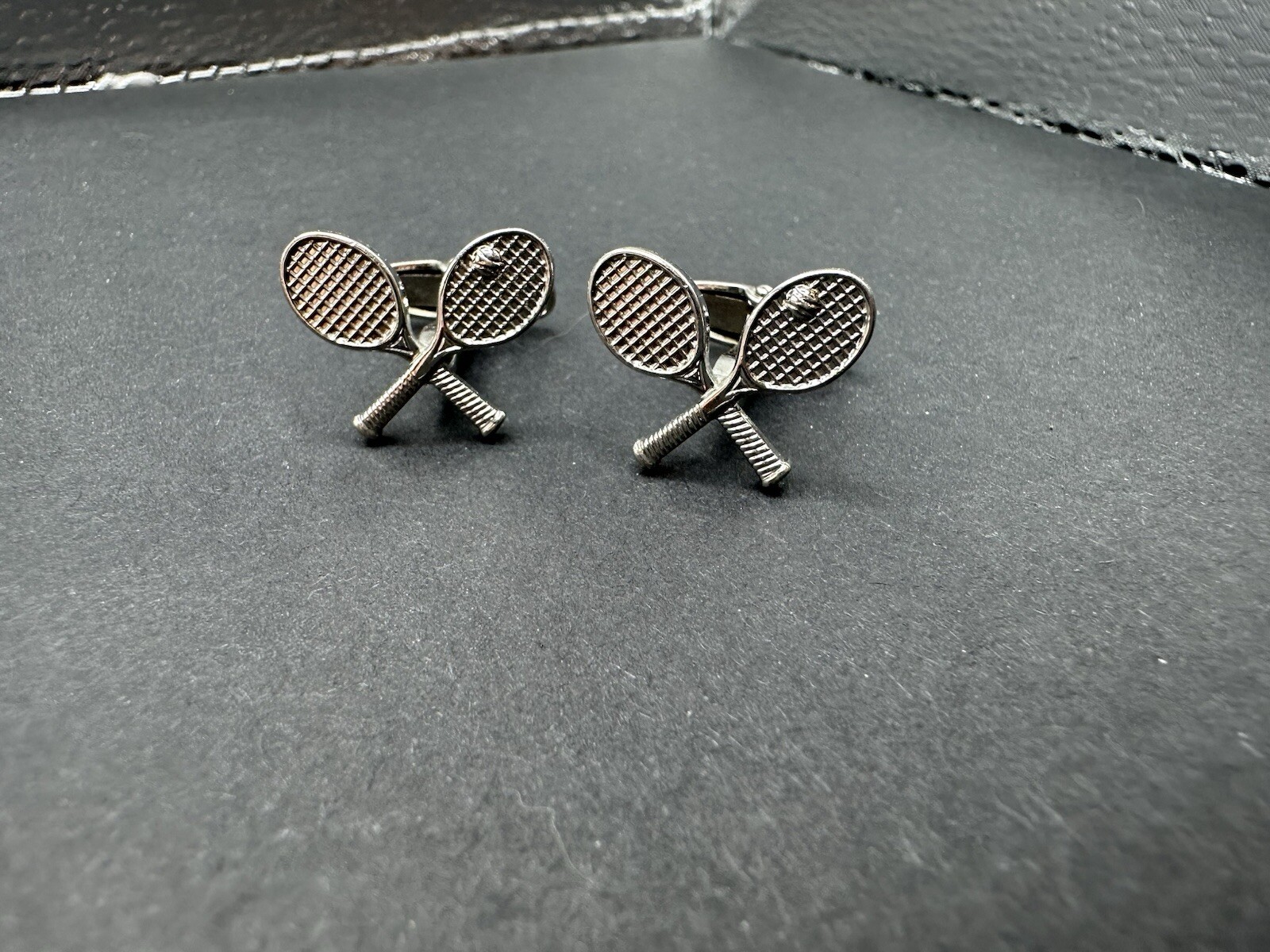 Mens Silver Plated Tennis Racquet Sport Cufflinks