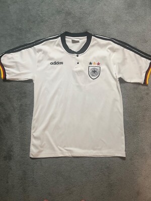 Vtg White Adidas 1990s Germany National Soccer Jersey SUPER RARE