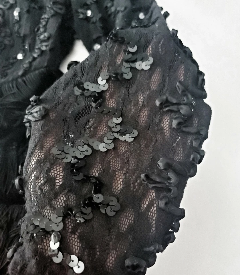 Винтажное платье 80-х размер 9 10 средний бахрома блестки черный вечеринки Flapper официальный 90-х - Изображение 4 из 4